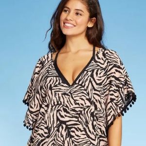 Juniors' Pom Pom Trim Swimsuit Cover Up